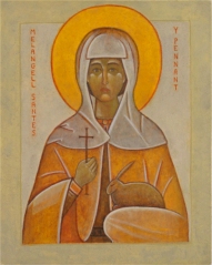 Thumbnail of religious icon: St Melangell with hare